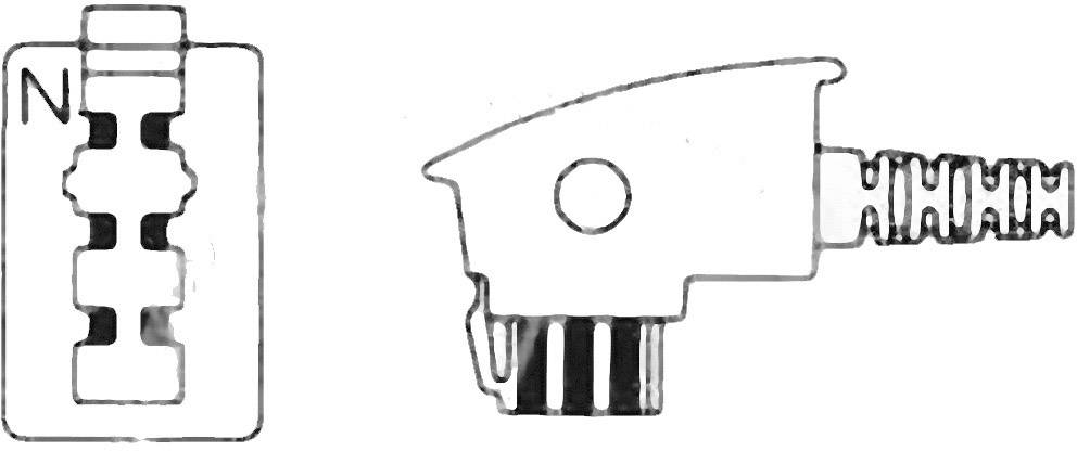 Zeichnung eines elektrischen Steckers und einer Steckdose. Der Stecker hat mehrere Stifte, die in die entsprechende Steckdose passen.