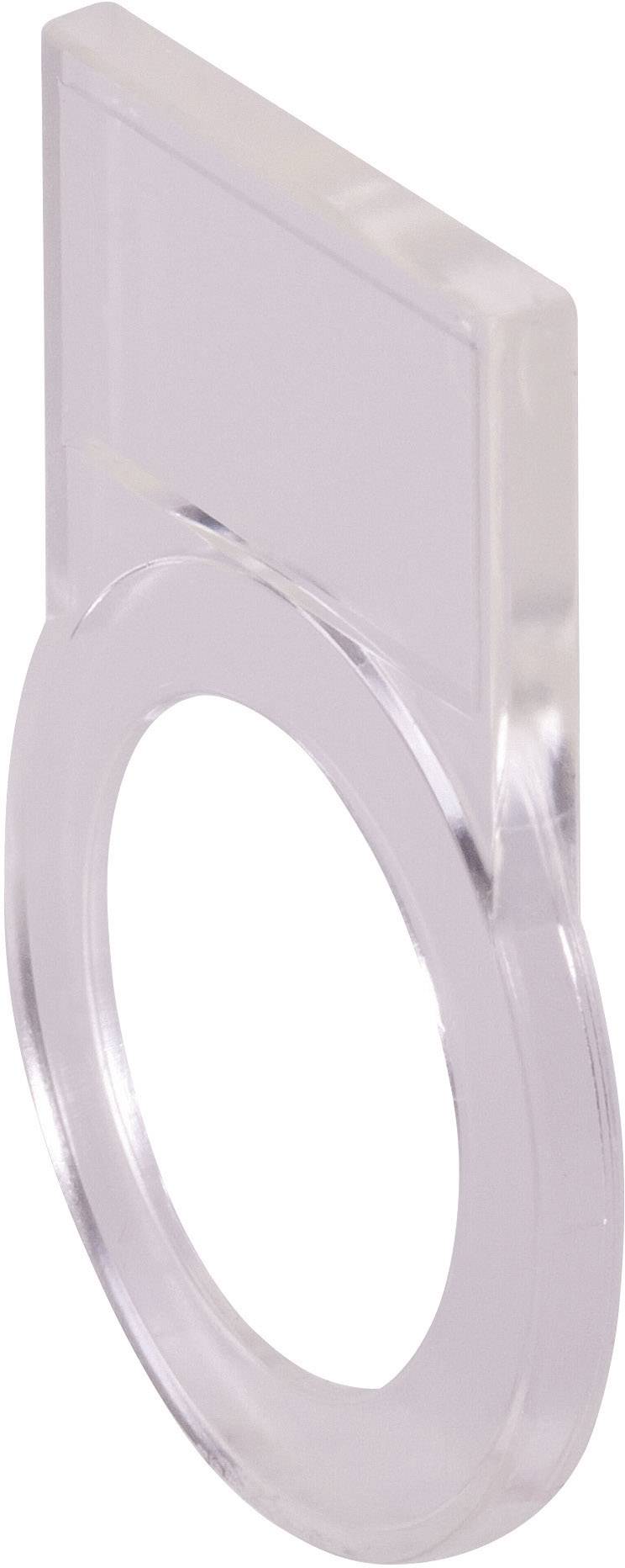 Ein durchsichtiger Acrylhalter in rechteckiger Form, oben flach, mit kreisförmiger Öffnung am unteren Ende.