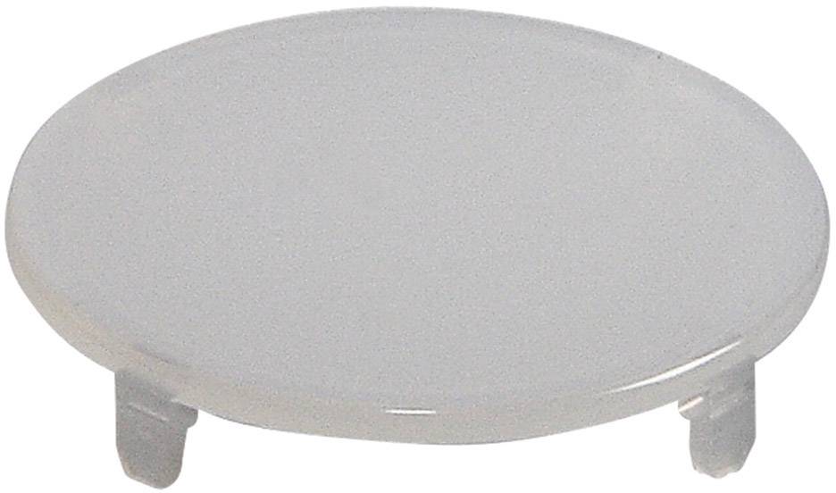 Rundes, transparentes Kunststoffobjekt mit flachem Profil und zwei Befestigungsclips an der Unterseite.