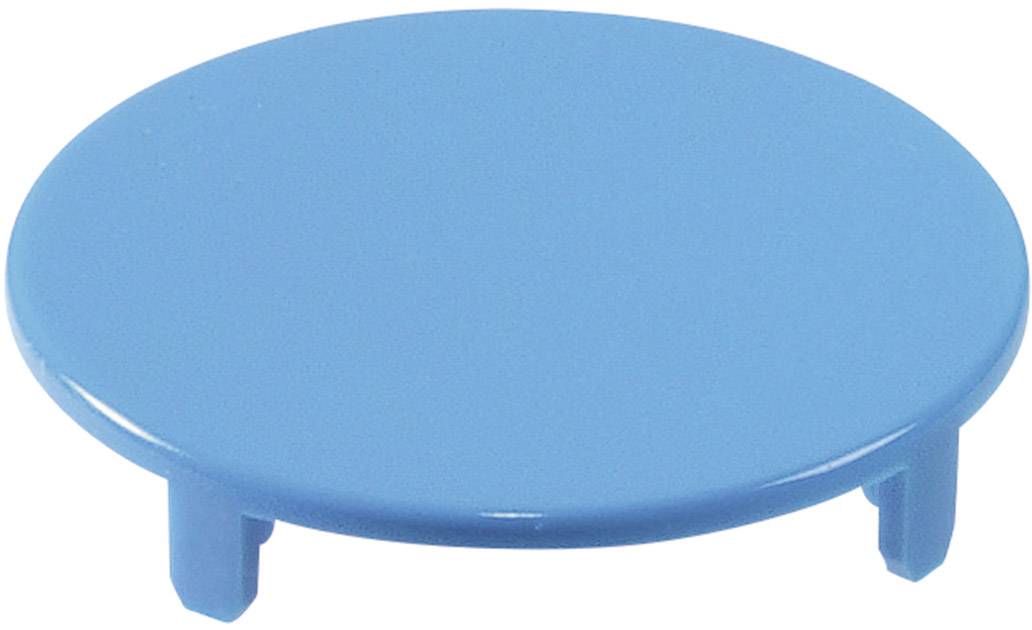 Ein runder, blauer Plastikdeckel mit drei kurzen Füßen.