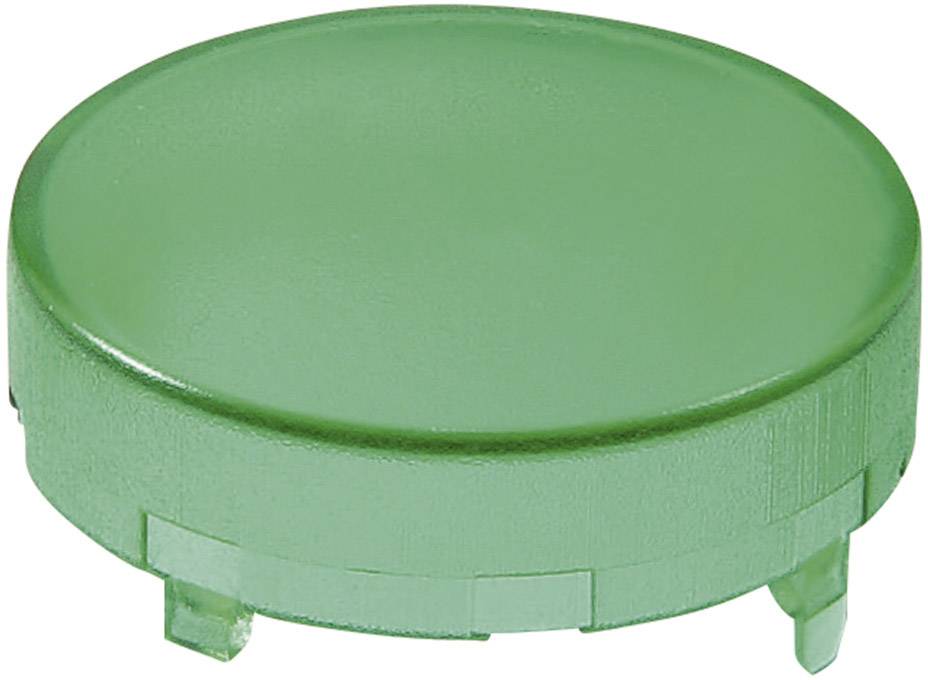 Grüner, runder Knopf zur elektronischen Steuerung, flach mit Standfüßen.