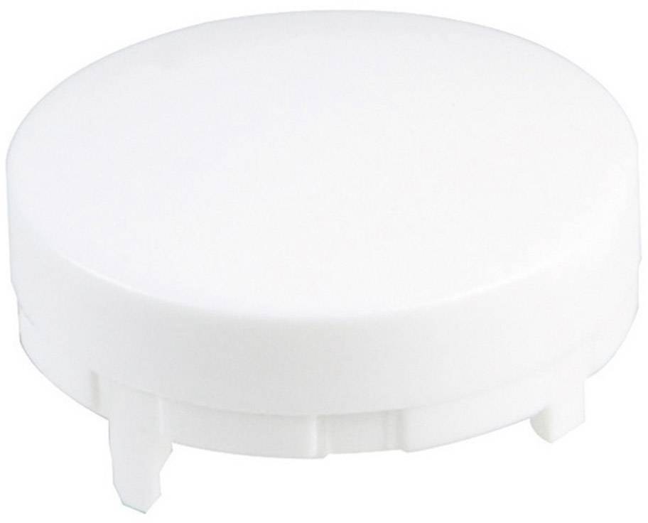Ein weißer, runder Kunststoffdeckel mit mehreren Halterungen an der Unterseite, möglicherweise für eine Dose oder ein Behälter.