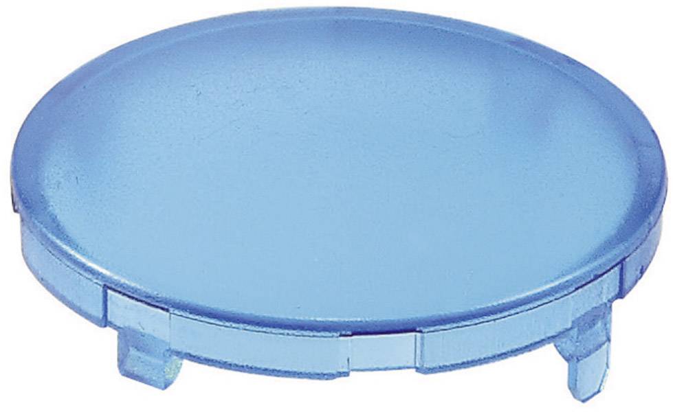 Runder, blauer Kunststoffdeckel mit erhobenem Rand und drei kleinen Clips an der Unterseite.