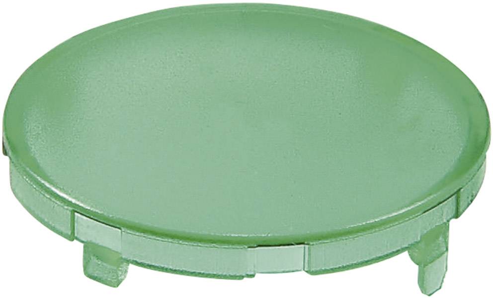 Grüner Kunststoffdeckel mit drei Laschen, wahrscheinlich Teil eines Verschlussmechanismus.