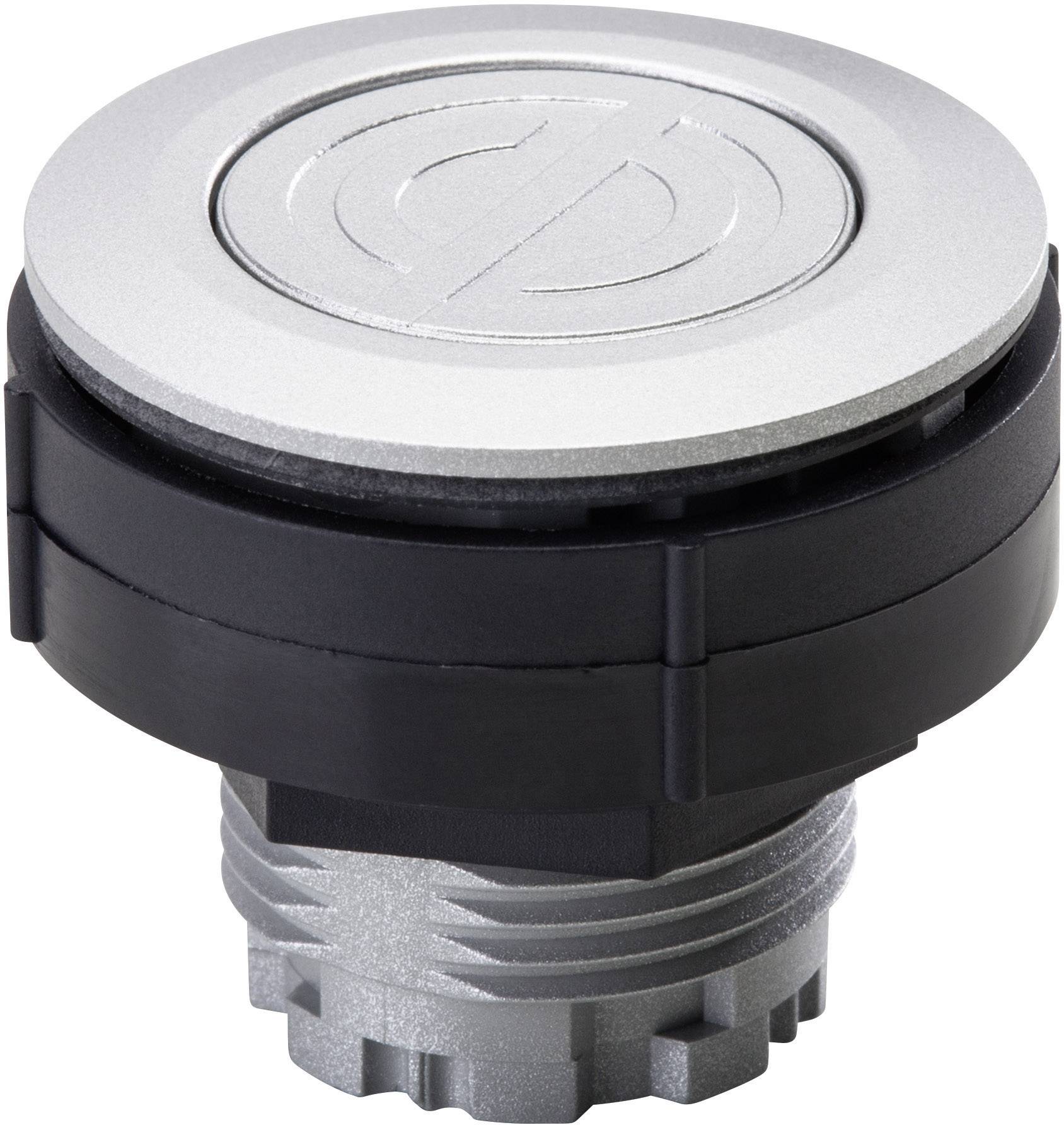 Ein silberfarbener, runder Steckdosenaufsatz mit schwarzen seitlichen Elementen, der für Tisch- oder Bodeninstallation geeignet ist.