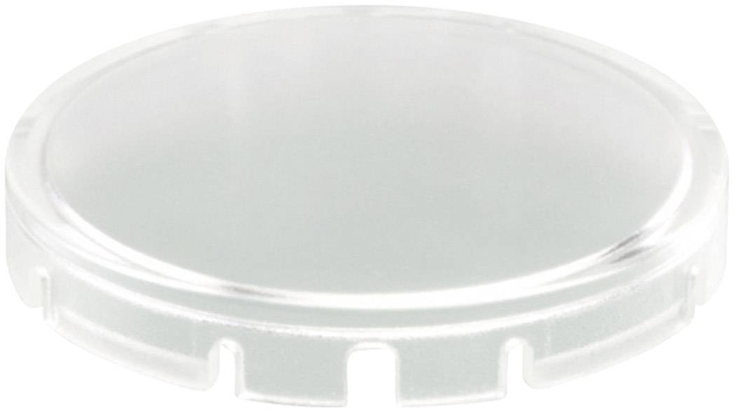Durchsichtiger, runder Kunststoffdeckel mit einem leicht erhöhten Rand und kleinen Einkerbungen an der Seite.