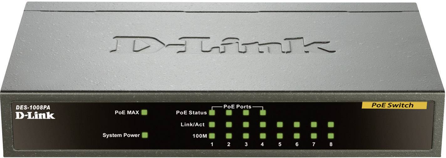 D-Link DES-1008PA Netzwerk Switch 8 Port 100 MBit/s PoE-Funktion