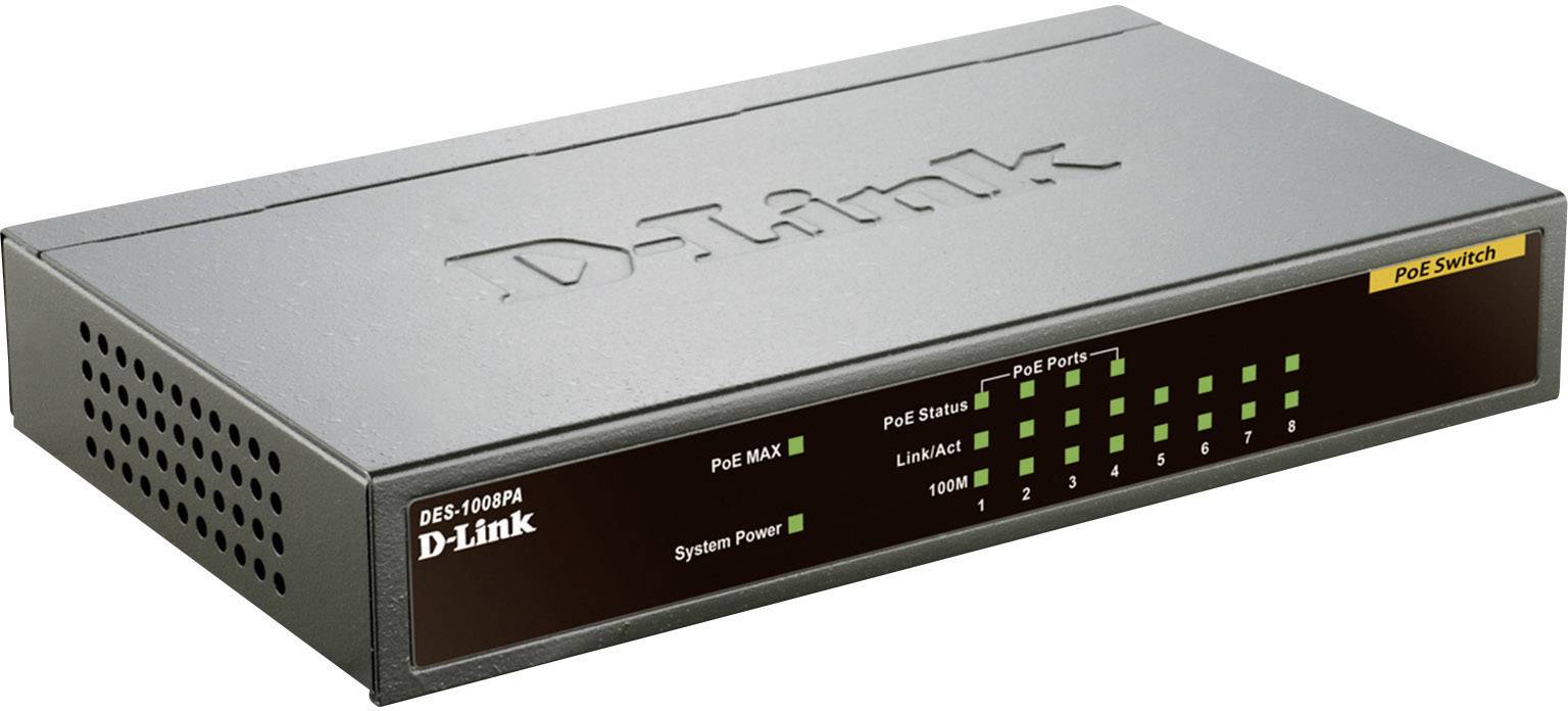 D-Link DES-1008PA Netzwerk Switch 8 Port 100 MBit/s PoE-Funktion