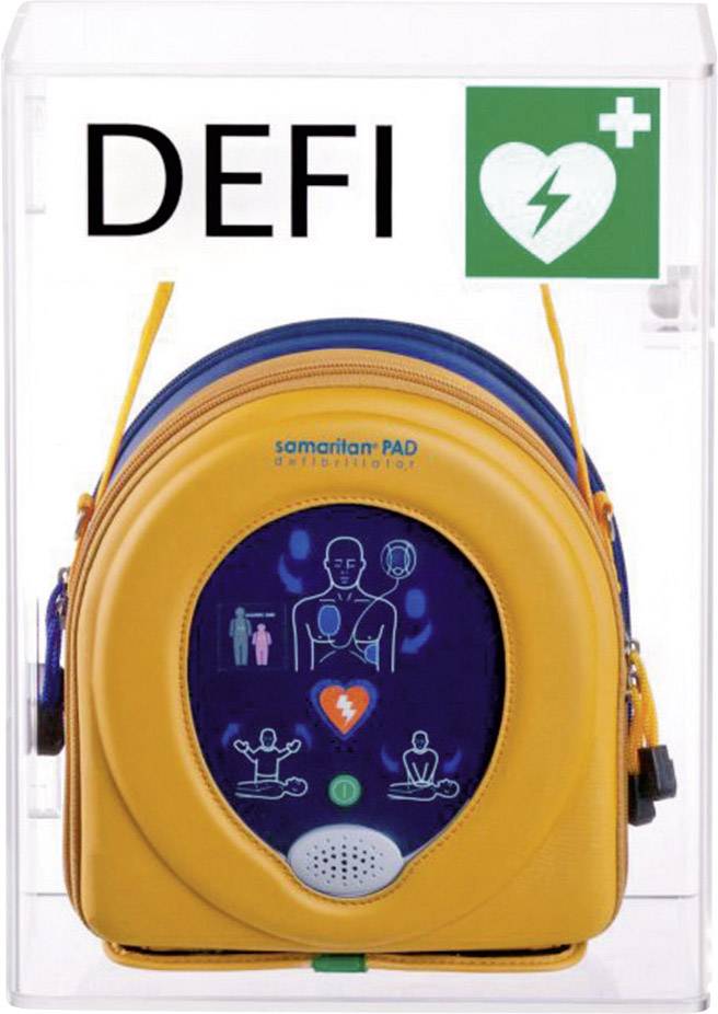 HeartSine AED-HS-SAM350P + PLX-BM-AKL Defibrillator Innenbereich inkl. Wandkasten, inkl. Defibrillator, Automatische Schockabgabe