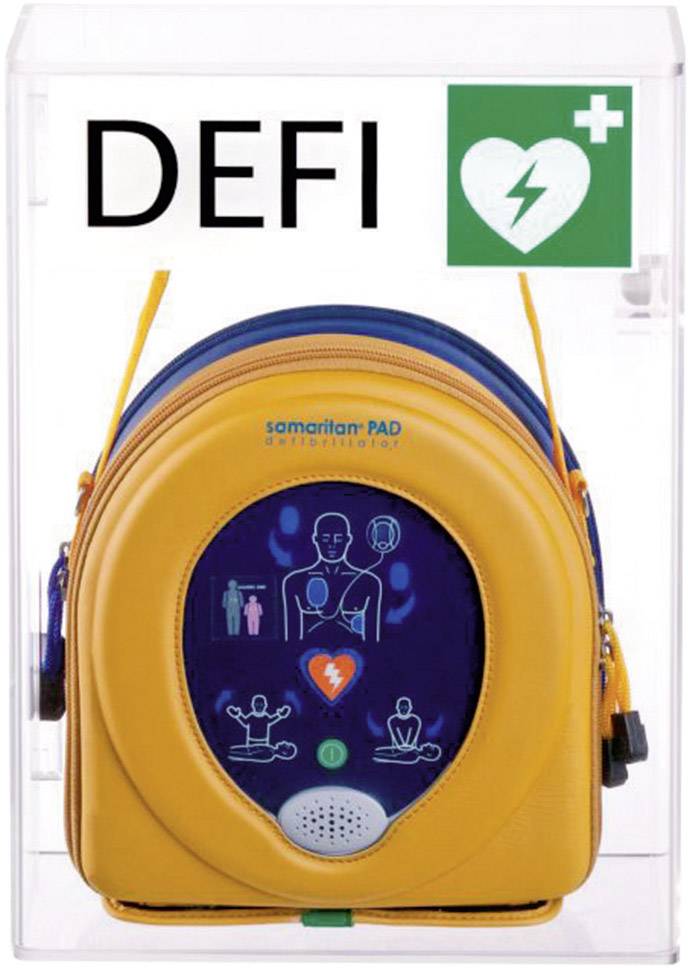 HeartSine AED-HS-SAM500P + PLX-BM-AKL Defibrillator Innenbereich inkl. Wandkasten, inkl. Defibrillator, Echtzeit-Feedback