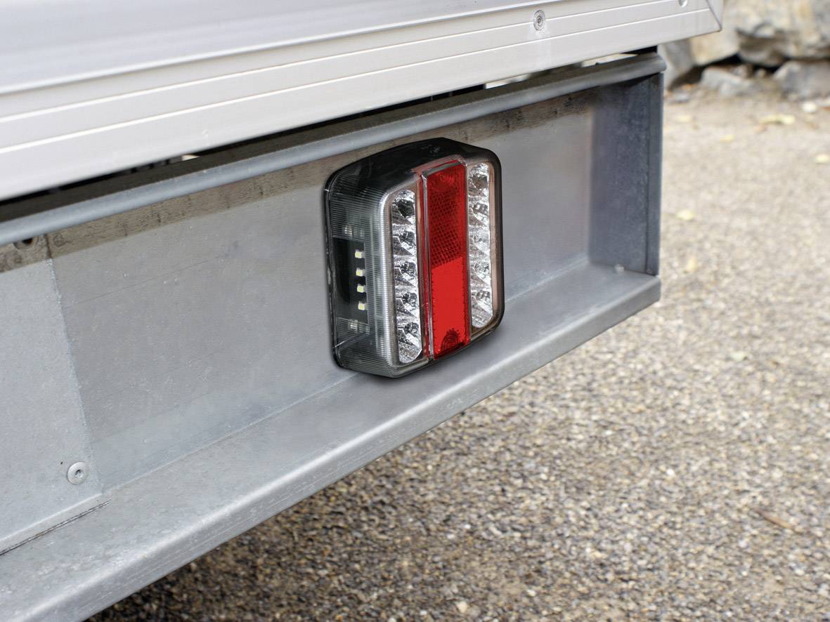 LAS Anhänger-Rückleuchte Blinker, Bremslicht, Rückleuchte, Kennzeichenleuchte links, rechts 12 V Rot, Silber