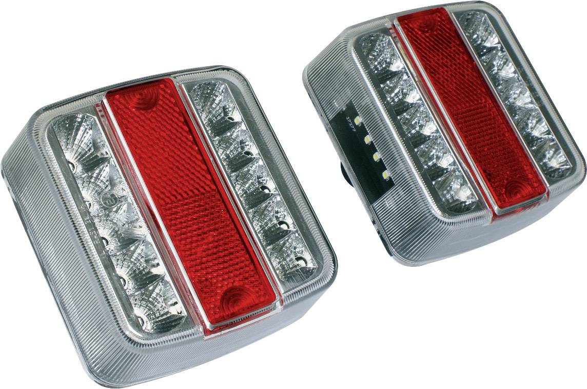 LAS Anhänger-Rückleuchte Blinker, Bremslicht, Rückleuchte, Kennzeichenleuchte links, rechts 12 V Rot, Silber