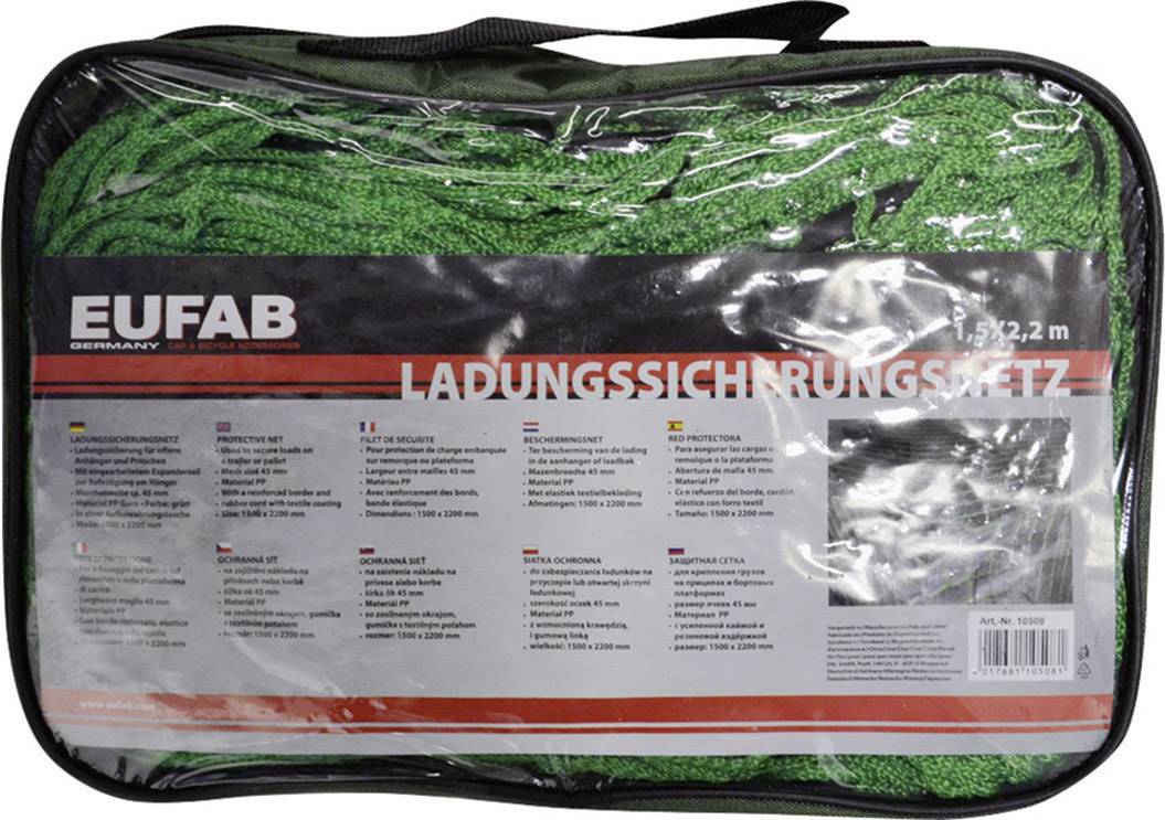Eufab 10508 Anhängernetz (L x B) 1.5 m x 2.2 m Mit Gummispannband