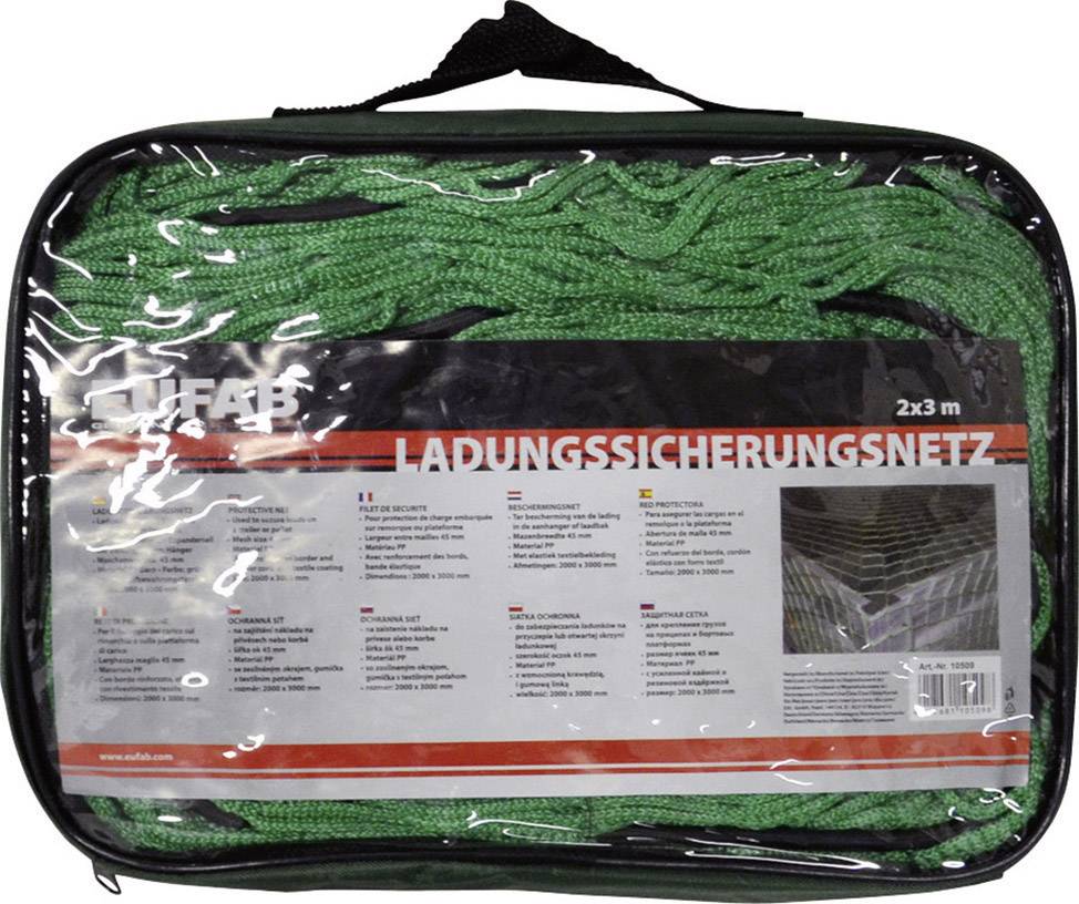 Eufab 10509 Anhängernetz (L x B) 3 m x 2 m Mit Gummispannband