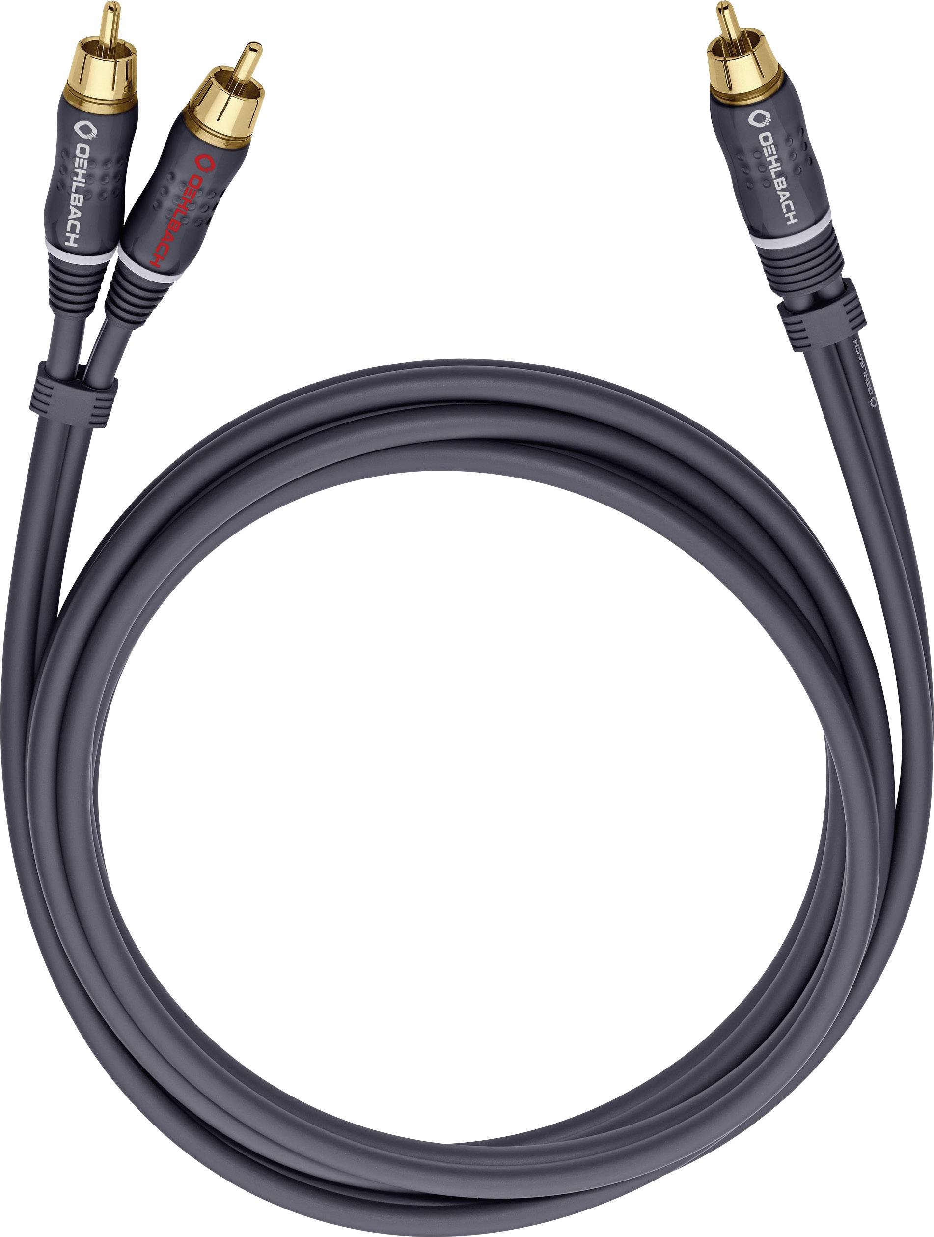 Oehlbach 23703 Cinch Audio Y-Kabel [2x Cinch-Stecker - 1x Cinch-Stecker] 3.00 m Anthrazit vergoldete Steckkontakte