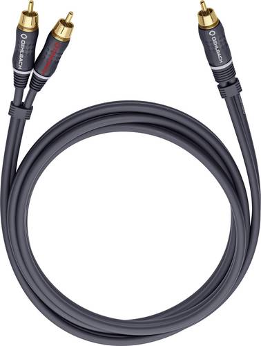 Oehlbach Cinch Audio Y-Kabel [2x Cinch-Stecker - 1x Cinch-Stecker] 8.00m Anthrazit vergoldete Steckk