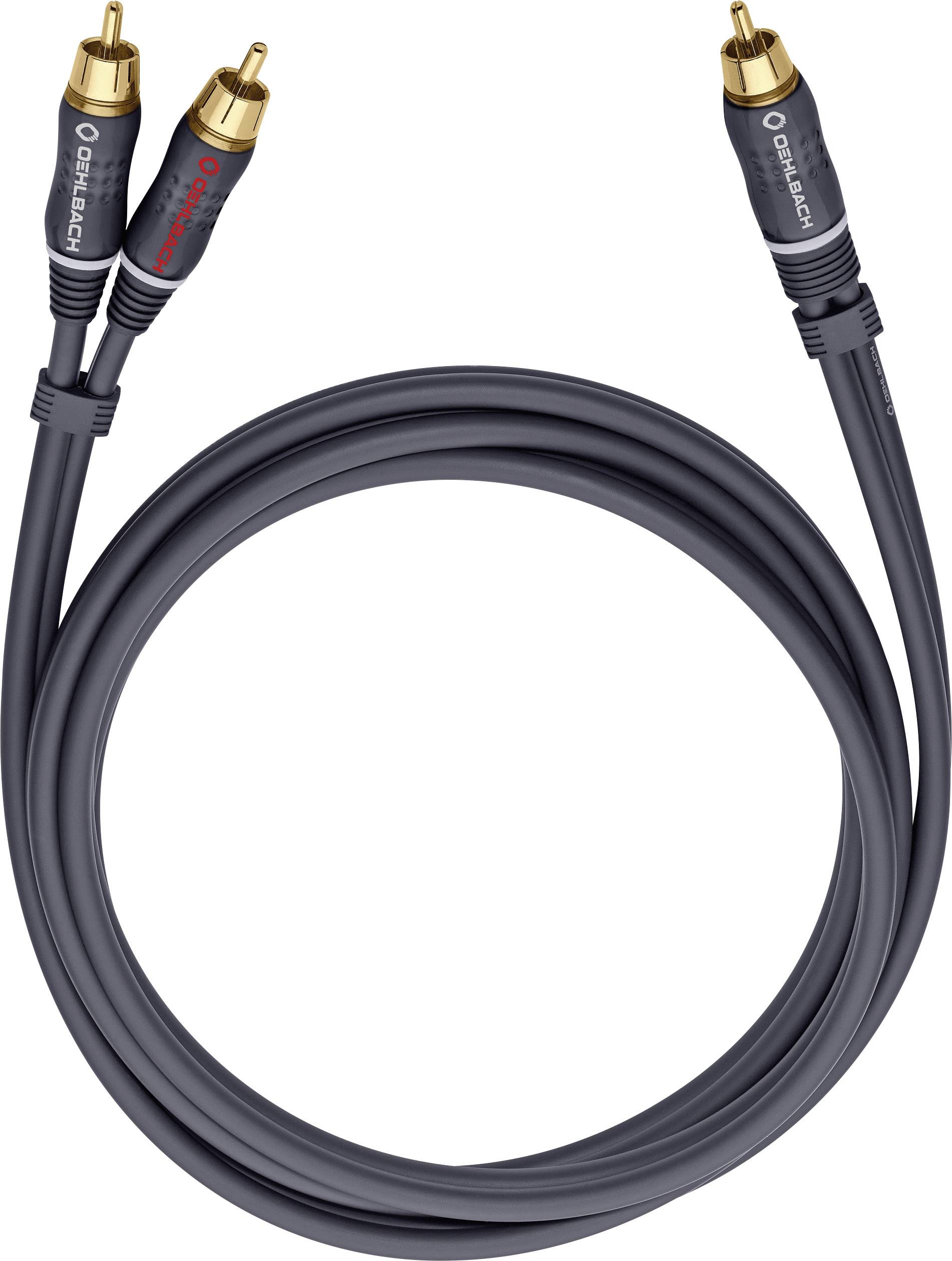Oehlbach 23708 Cinch Audio Y-Kabel [2x Cinch-Stecker - 1x Cinch-Stecker] 8.00 m Anthrazit vergoldet