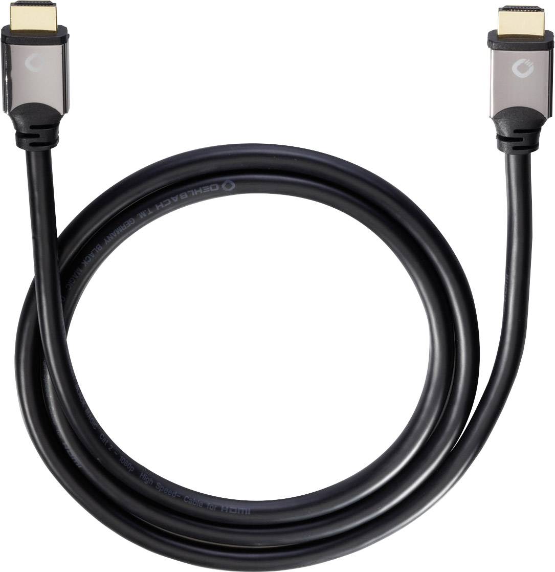 Ein schwarzes HDMI-Kabel mit zwei Anschlüssen.