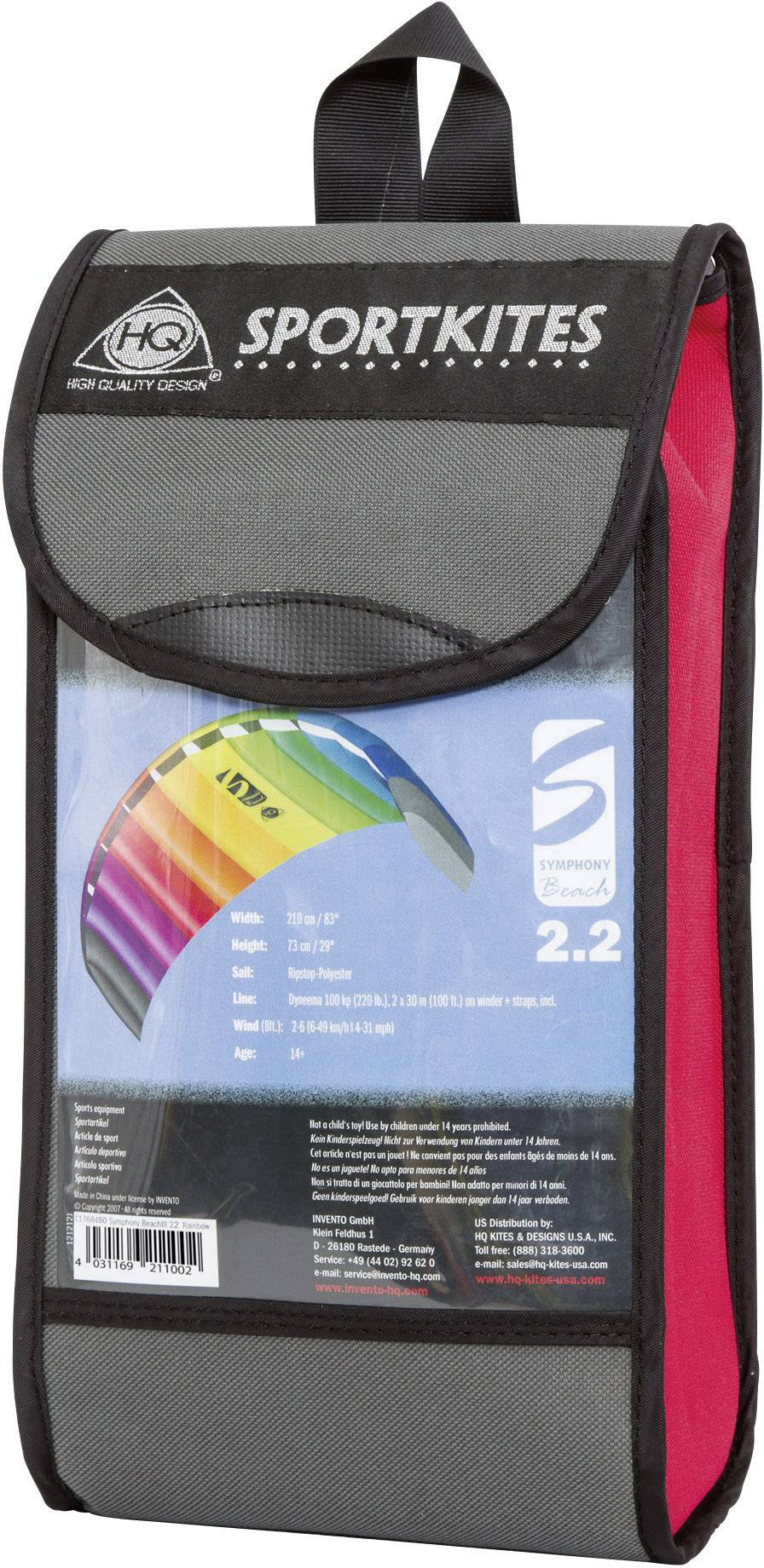 HQ Zweileiner Lenkmatte Symphony Beach 2.2 Rainbow Spannweite (Details) 2200 mm Windstärken-Eignung 2 - 6 bft