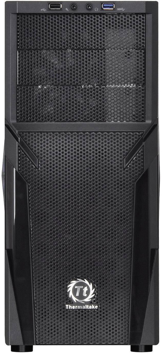 Thermaltake Versa H21 Midi-Tower PC-Gehäuse Schwarz Werkzeugfreie Festplatteninstallation, 1 vorinstallierter Lüfter