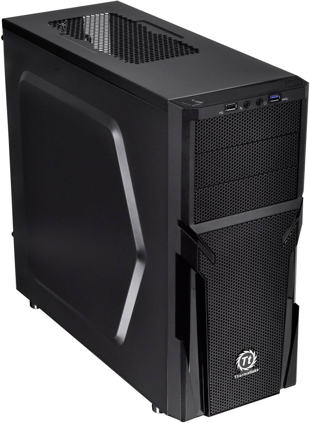Thermaltake Versa H21 Midi-Tower PC-Gehäuse Schwarz Werkzeugfreie Festplatteninstallation, 1 vorinstallierter Lüfter