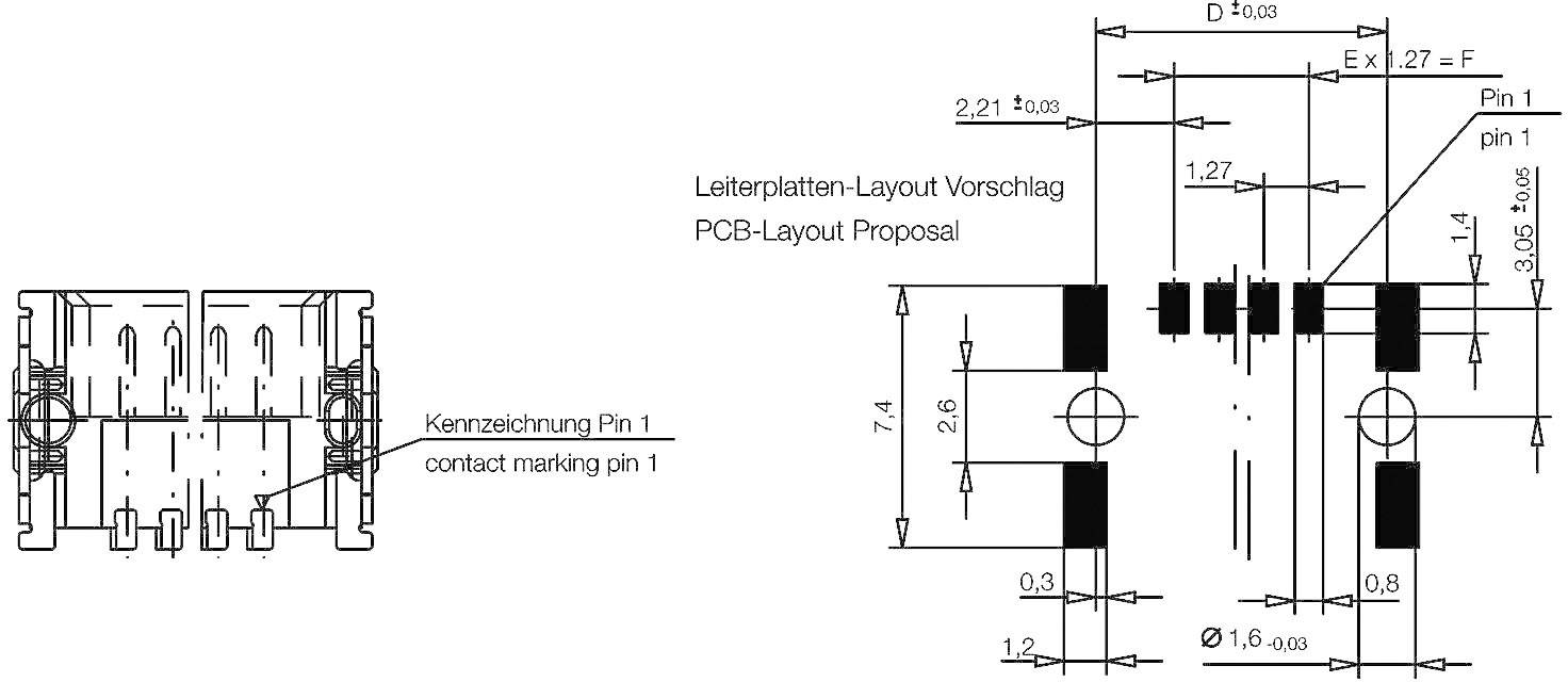 ERNI 214012 Messerleiste Gesamtpolzahl 4 Anzahl Reihen 1