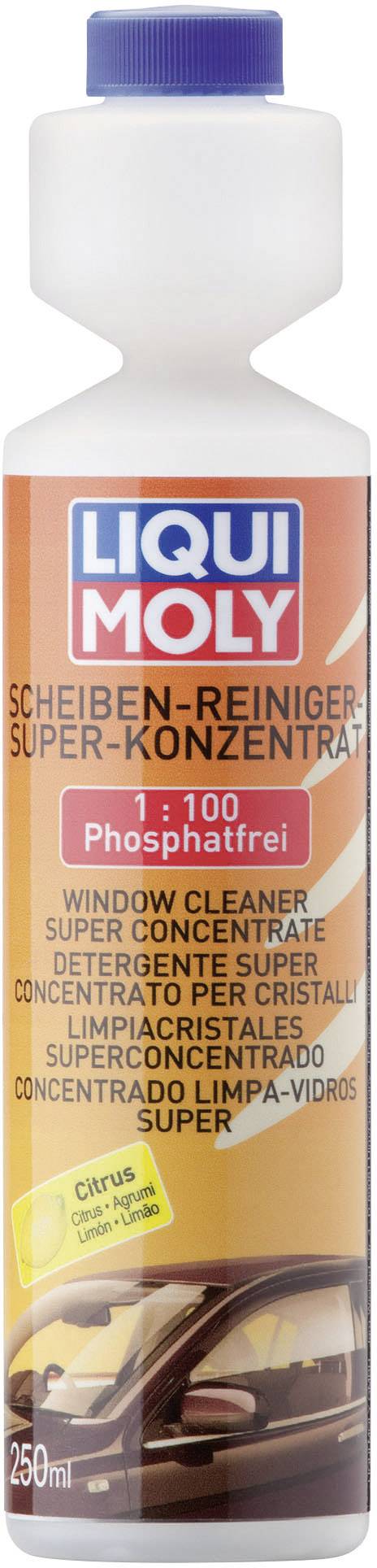 Flasche mit 'LIQUI MOLY Scheiben-Reiniger Super-Konzentrat', phosphatfrei, für Auto-Scheiben, 1:100 Konzentration, Zitrusduft.