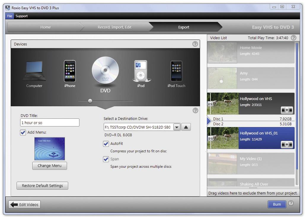 Roxio Easy VHS to DVD 3 Plus Vollversion, 1 Lizenz Windows Videobearbeitung