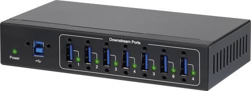 7 Port USB 3.2 Gen 1-Hub für industrielle Anwendungen, zur Wandmontage Schwarz