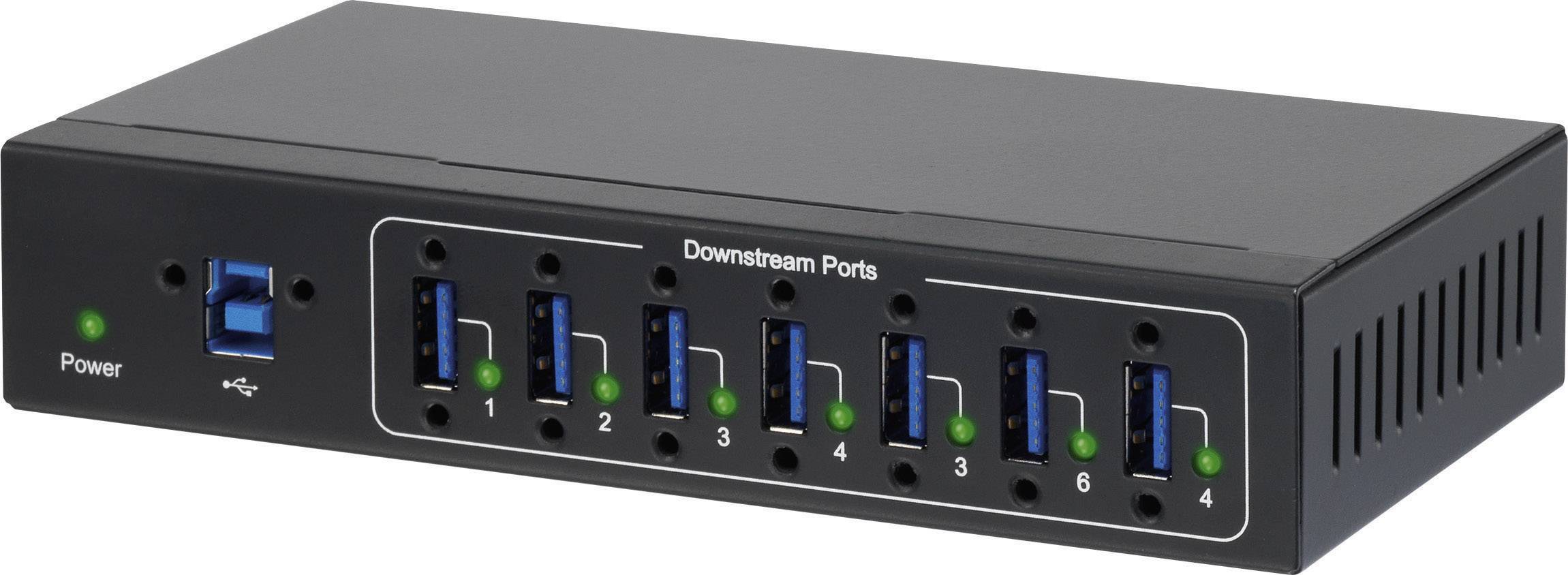 Renkforce 7 Port USB 3.2 Gen 1-Hub (USB 3.0) für industrielle Anwendungen, zur Wandmontage Schwarz