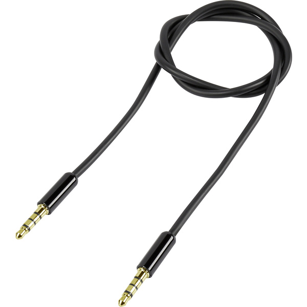 SpeaKa Professional Klinke Audio Anschlusskabel 4polig [1x Klinkenstecker 3.5mm - 1x Klinkenstecker 3.5 mm] 1m Schwarz