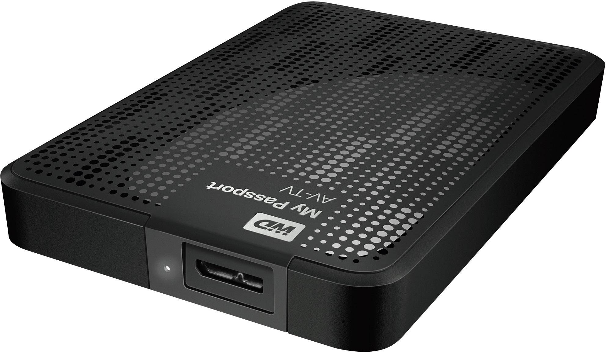 WD My Passport AV-TV 1 TB Externe Festplatte 6.35 cm (2.5 Zoll) USB 3.2 Gen 1 (USB 3.0) Schwarz WDBHDK0010BBK-EESN