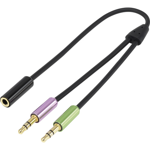 SpeaKa Professional Klinke Audio Y-Adapter [2x Klinkenstecker 3.5mm - 1x Klinkenbuchse 3.5 mm] Schwarz