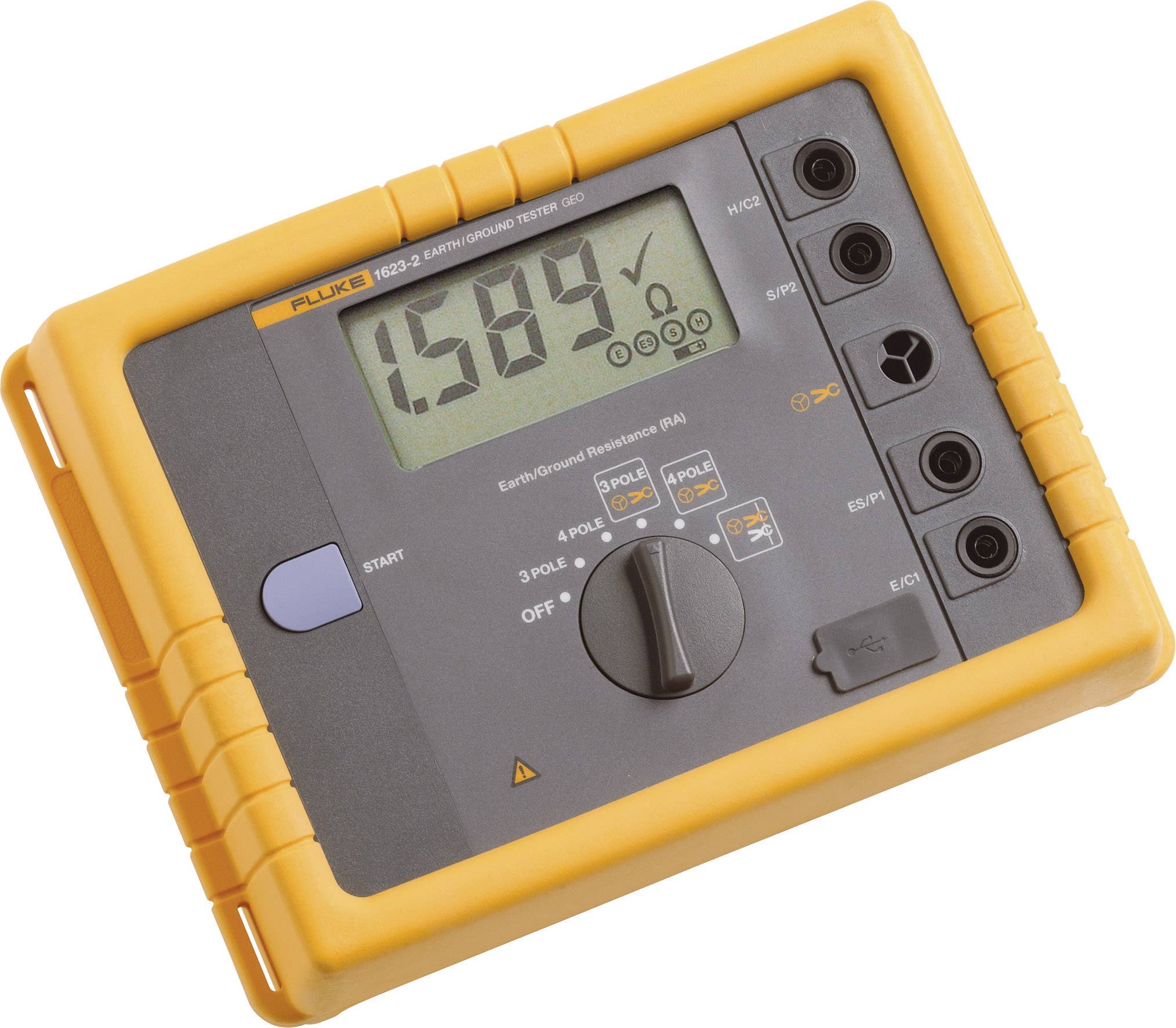 Elektromagnetisches Messgerät mit digitalem Display zeigt '1.589 V'. Bedienelemente zur Einstellung von drei Anschlussarten.