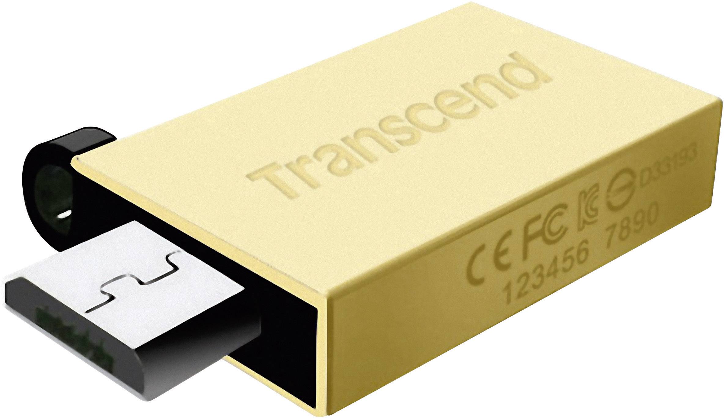 Transcend JetFlash® 380G USB-Zusatzspeicher Smartphone/Tablet Gold 8 GB USB 2.0, Micro USB 2.0