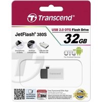 Transcend JetFlash® 380S USB-Zusatzspeicher Smartphone/Tablet Silber-Schwarz 32 GB USB-A (USB 2.0) Transcend JetFlash® 380S USB-Zusatzspeicher Smartphone/Tablet Silber-Schwarz 32 GB USB-A (USB 2.0)