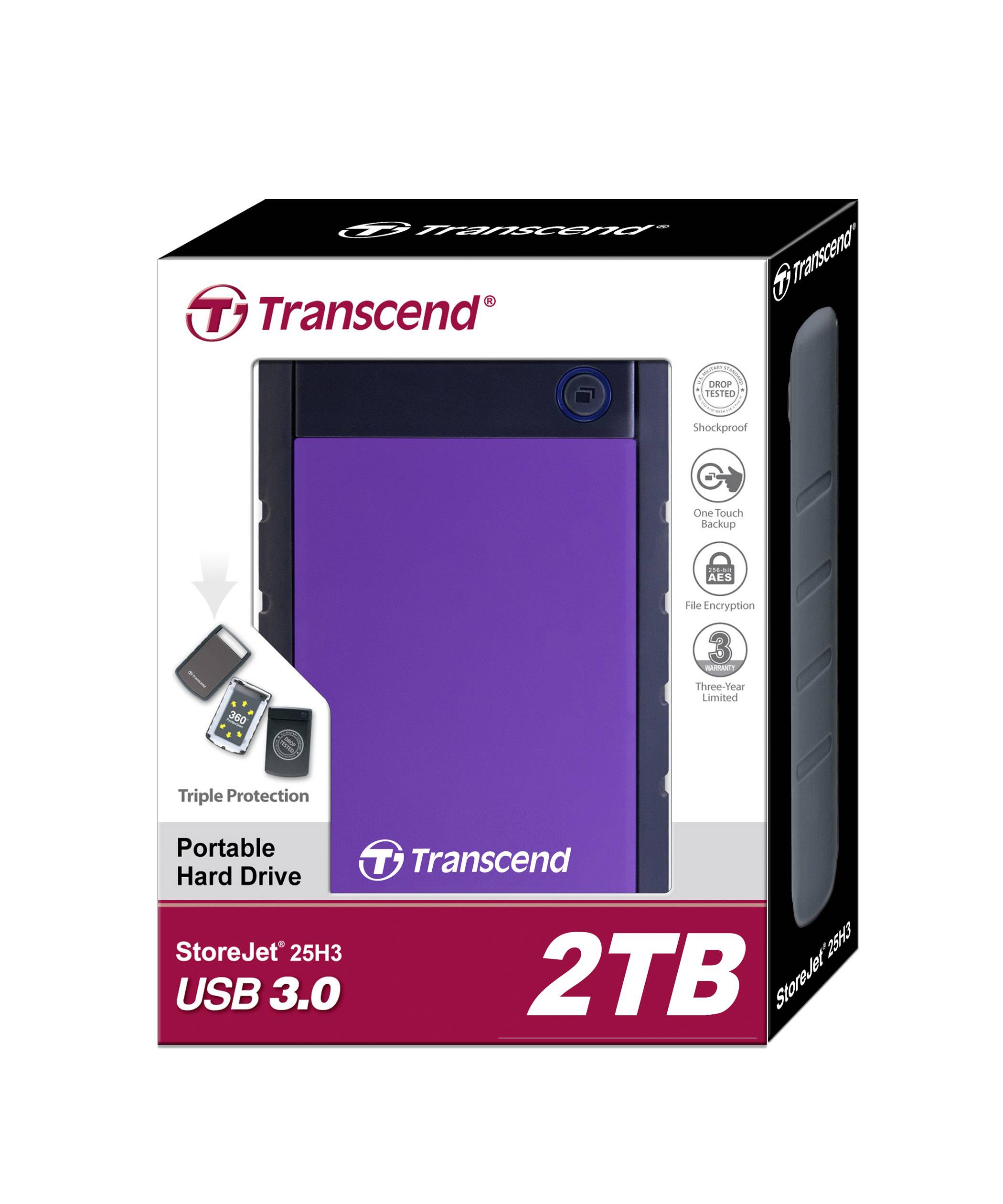 Transcend StoreJet® 25H3 2TB Externe Festplatte 6.35cm (2.5 Zoll) USB-A (USB 3.2 Gen 1) Purple TS2TSJ25H3P