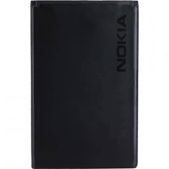 Ein schwarzer Nokia-Akku wird frontal gezeigt, schlichtes Design ohne sichtbare Details oder Anschlüsse.