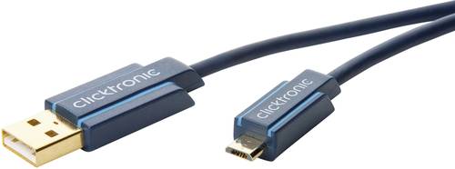 Clicktronic USB 2.0 Anschlusskabel [1x USB 2.0 Stecker A - 1x USB 2.0 Stecker Micro-B] 1.00m Blau ve