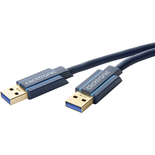 Clicktronic USB 3.0 Anschlusskabel [1x USB 3.0 Stecker A - 1x USB 3.0 Stecker A] 0.5m Blau vergoldete Steckkontakte