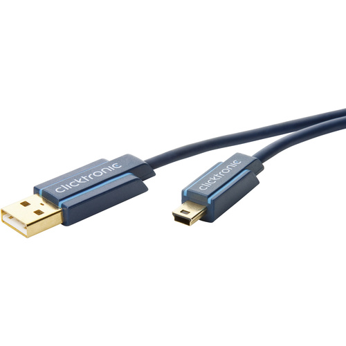 Clicktronic USB 2.0 Anschlusskabel [1x USB 2.0 Stecker A - 1x USB 2.0 Stecker Mini-B] 0.50m Blau vergoldete Steckkontakte