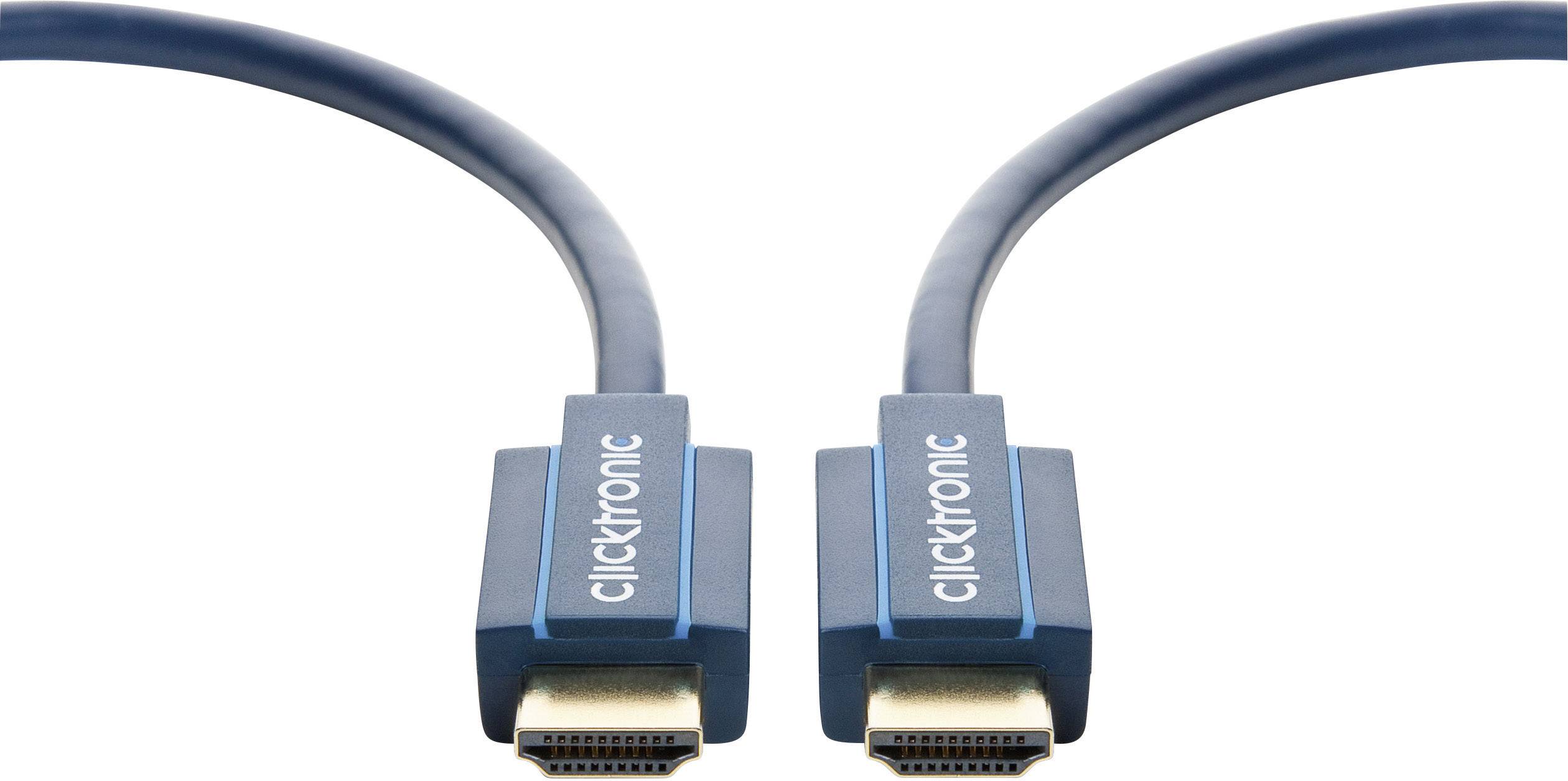 Clicktronic HDMI Anschlusskabel 1.00m Audio Return Channel, vergoldete Steckkontakte, Ultra HD (4k) HDMI Blau [1x HDMI-Stecker
