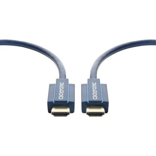 clicktronic HDMI Anschlusskabel 1.50 m 70302 Audio Return Channel, vergoldete Steckkontakte, Ultra HD (4k) HDMI Blau [1x HDMI-Stecker - 1x HDMI-Stecke