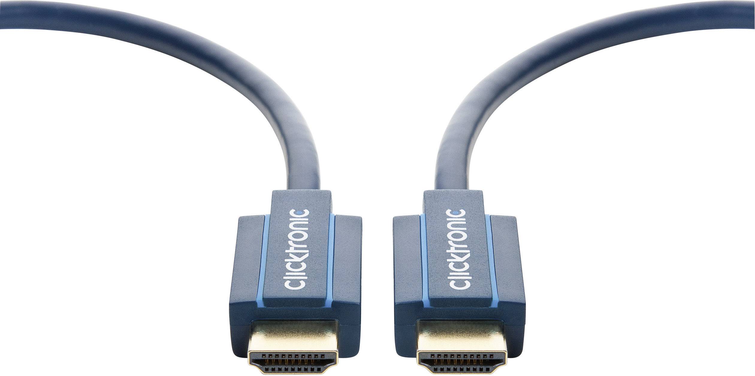 clicktronic HDMI Anschlusskabel HDMI-A Stecker, HDMI-A Stecker 2.00 m Blau 70303 Audio Return Channel, vergoldete Steckkontakte, 4K UHD HDMI-Kabel