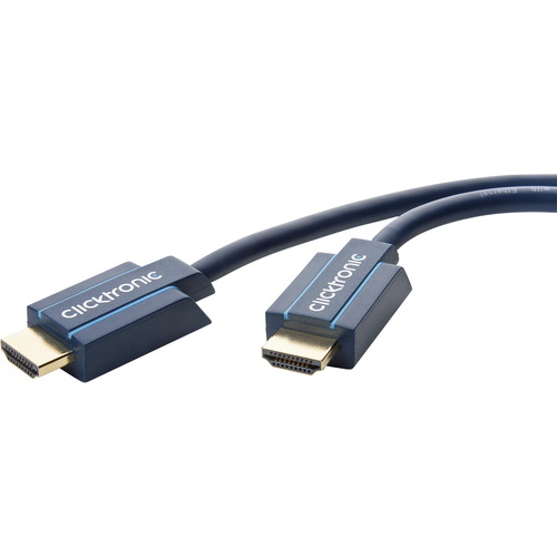 clicktronic HDMI Anschlusskabel 2.00 m 70303 Audio Return Channel, vergoldete Steckkontakte, Ultra HD (4k) HDMI Blau [1x HDMI-Stecker - 1x HDMI-Stecke