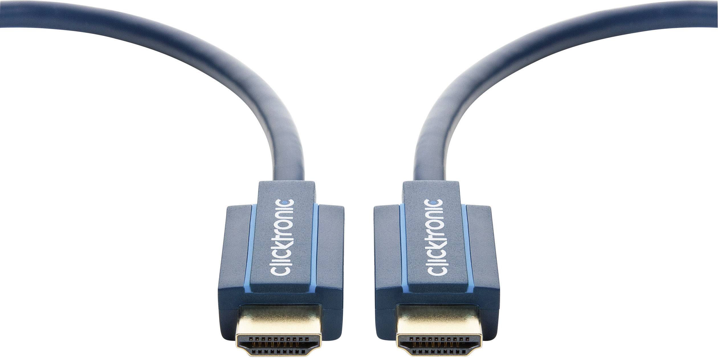 clicktronic HDMI Anschlusskabel 5.00 m Blau 70305 Audio Return Channel, vergoldete Steckkontakte, 4K UHD HDMI-Kabel