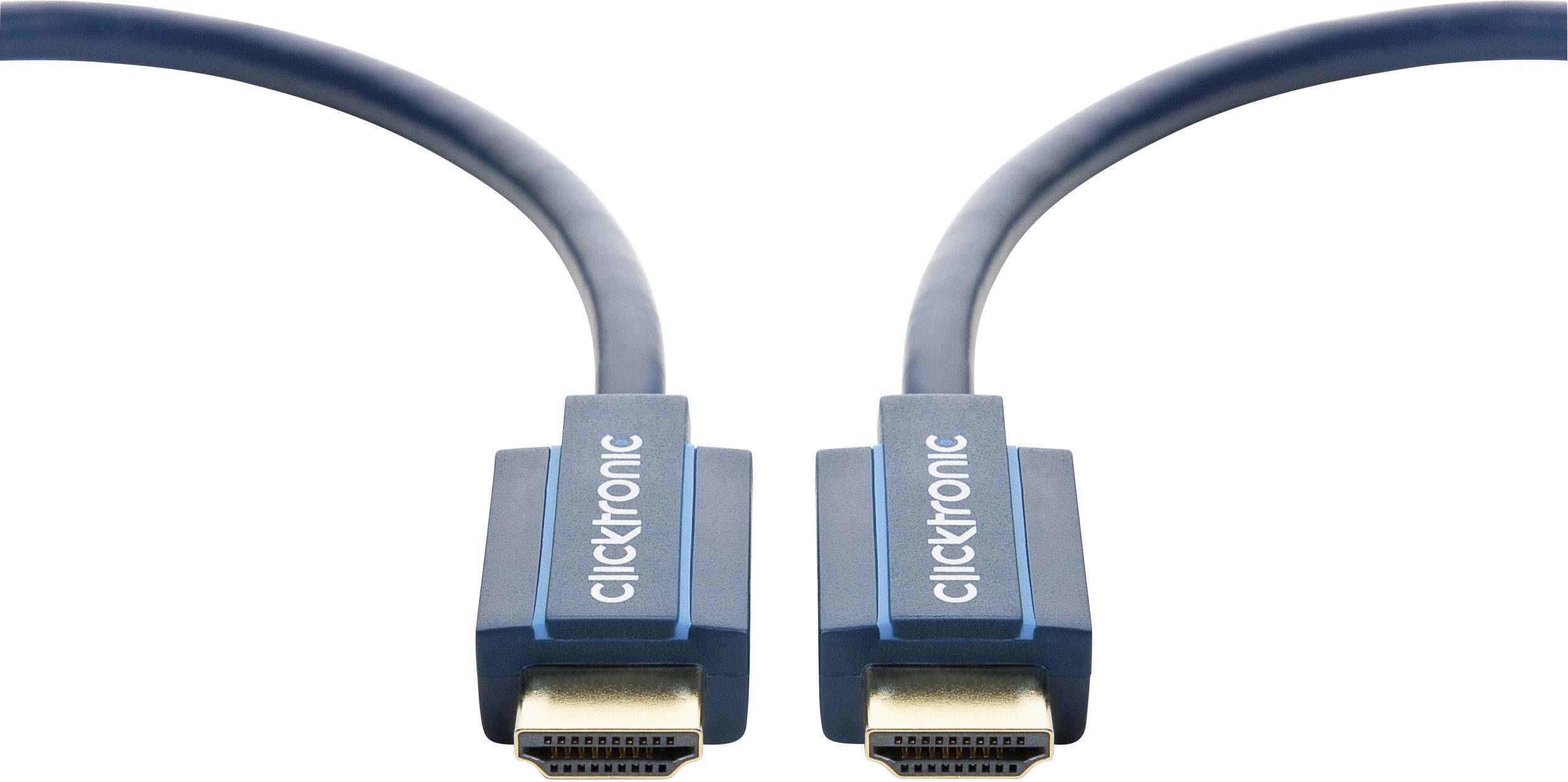 clicktronic HDMI Anschlusskabel 7.50 m Blau 70306 Audio Return Channel, vergoldete Steckkontakte, 4K UHD HDMI-Kabel