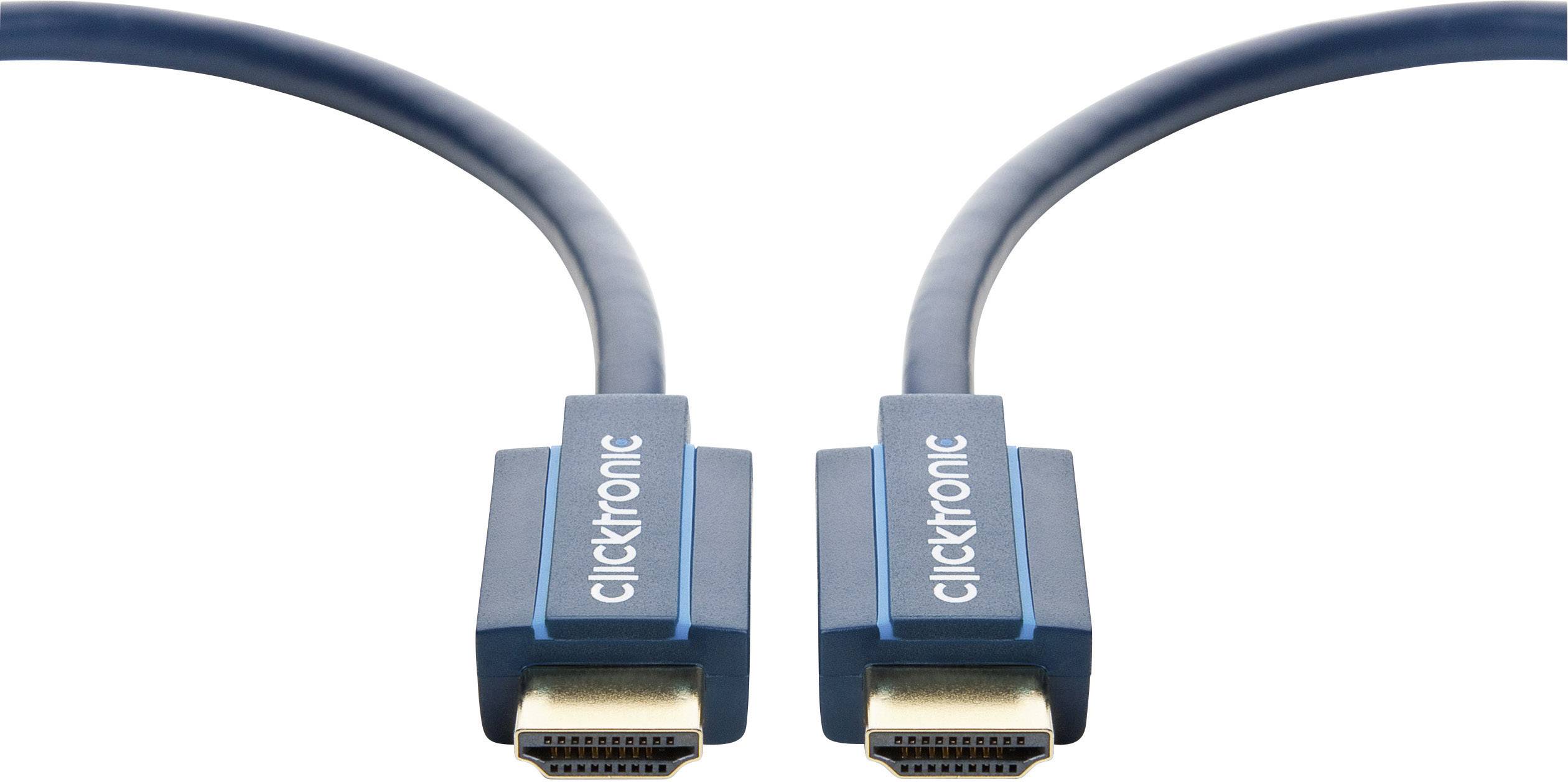 Clicktronic HDMI Anschlusskabel 12.50m Audio Return Channel, vergoldete Steckkontakte, Ultra HD (4k) HDMI Blau [1x HDMI-Stecker