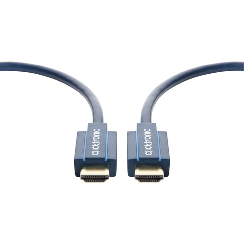 Clicktronic HDMI Anschlusskabel 15.00m Audio Return Channel, vergoldete Steckkontakte, Ultra HD (4k) HDMI Blau [1x HDMI-Stecker