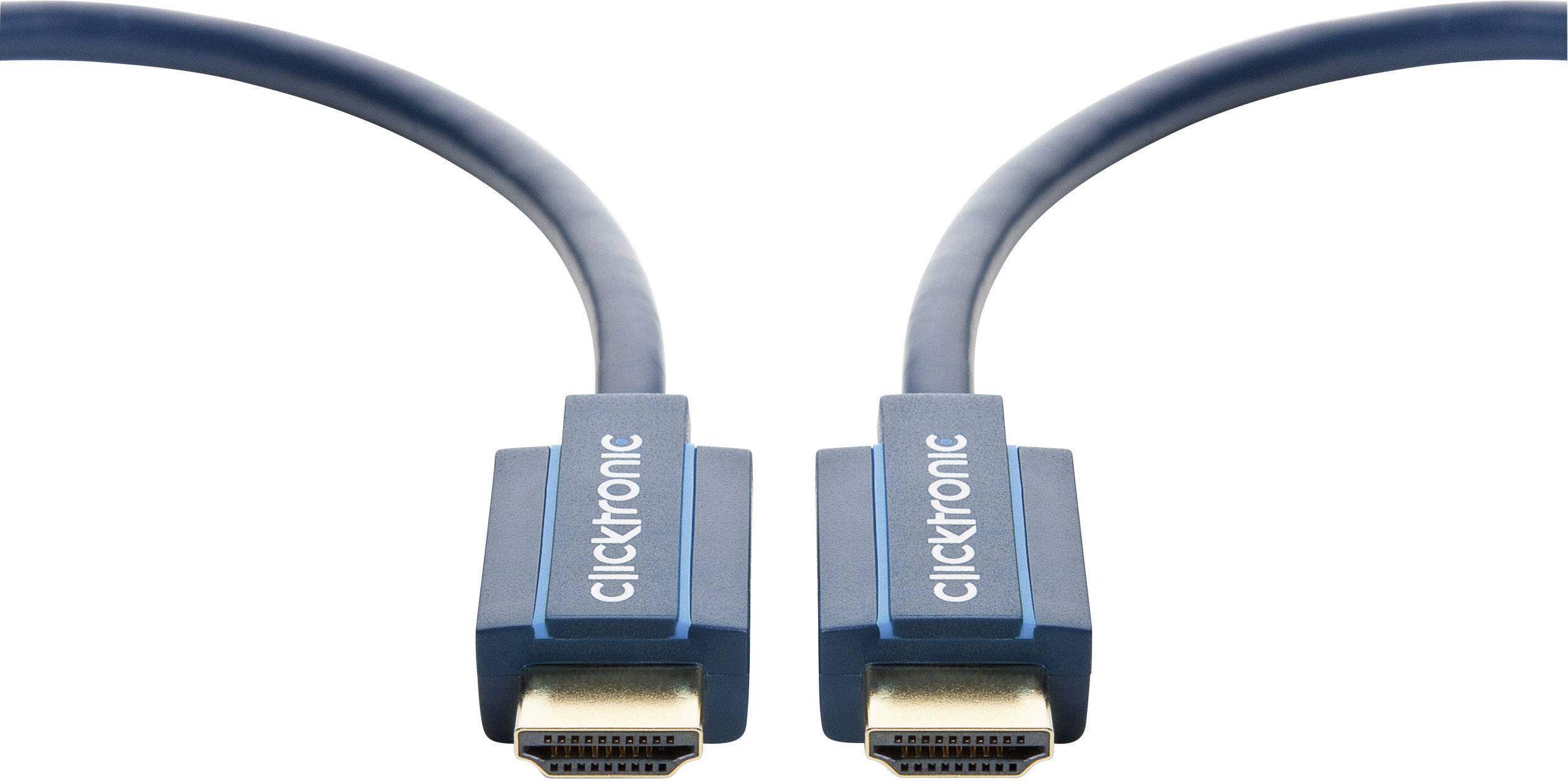 clicktronic HDMI Anschlusskabel 15.00 m Blau 70309 Audio Return Channel, vergoldete Steckkontakte, 4K UHD HDMI-Kabel